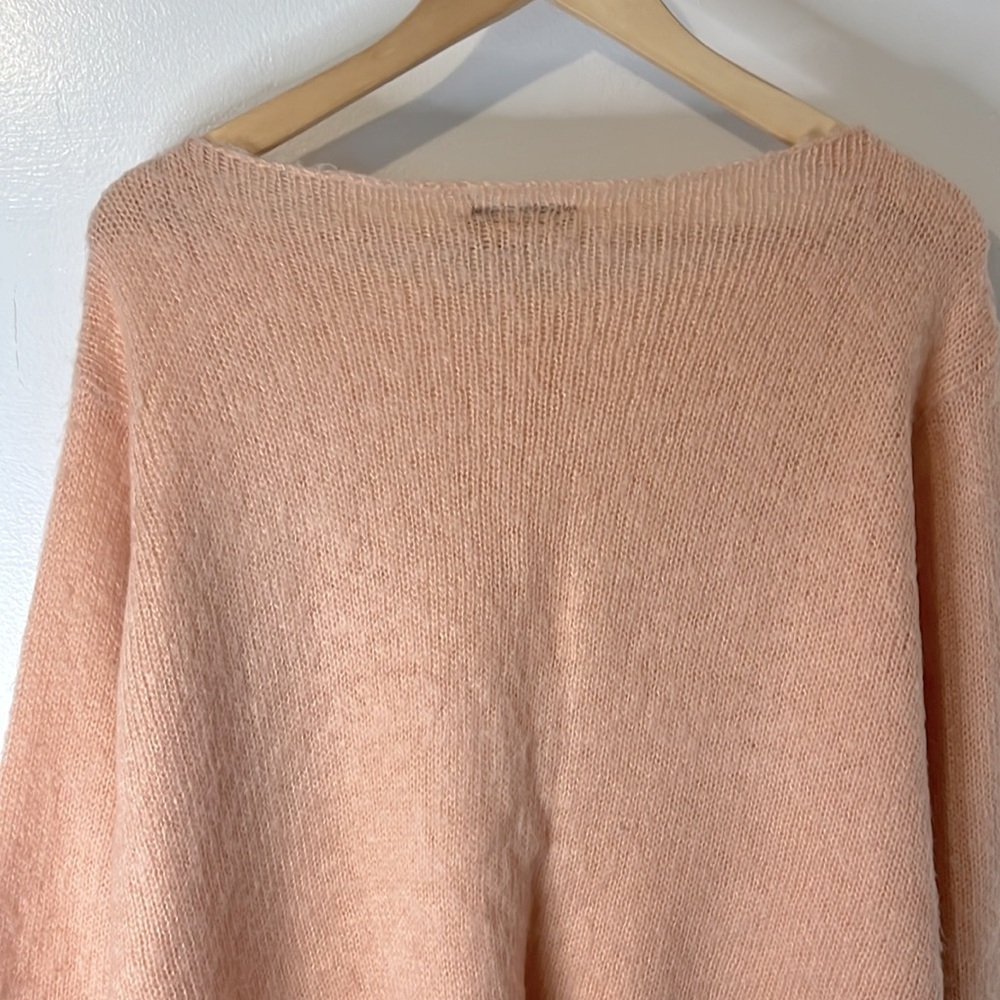 Wooden Ships Mohair Blend Peach Slouchy Loose Knit Boat Neck Sweater‎ Sz S/M - Picture 8 of 9
